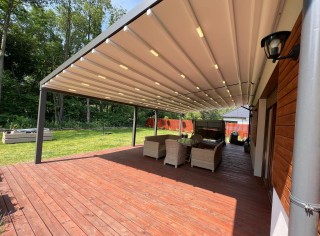 Pergola RTS 3 modułowa 10.0m x 5.5m, punktowe oświetlenie LED.