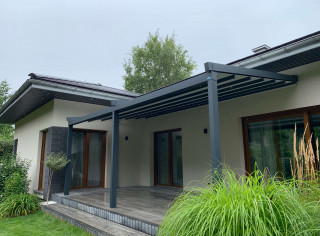 pergola tkaninowa premium przyścienna 7mx3,5m Lubas Concept Warszawa Mazowieckie 3.JPG