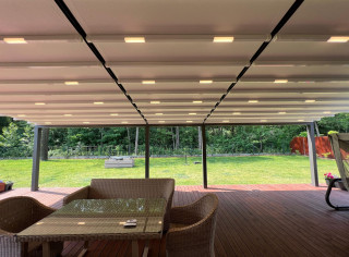 Pergola RTS 3 modułowa 10.0m x 5.5m, punktowe oświetlenie LED.