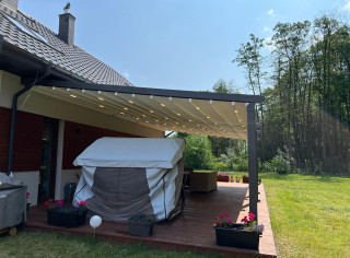 Pergola RTS 3 modułowa 10.0m x 5.5m, punktowe oświetlenie LED.