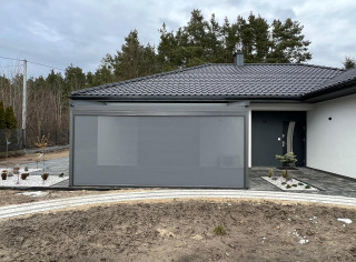 Pergola materiałowa model Square. Dodatkowa roleta ziiip, oświetlenie LED 9 punktów. Sterowanie Somfy